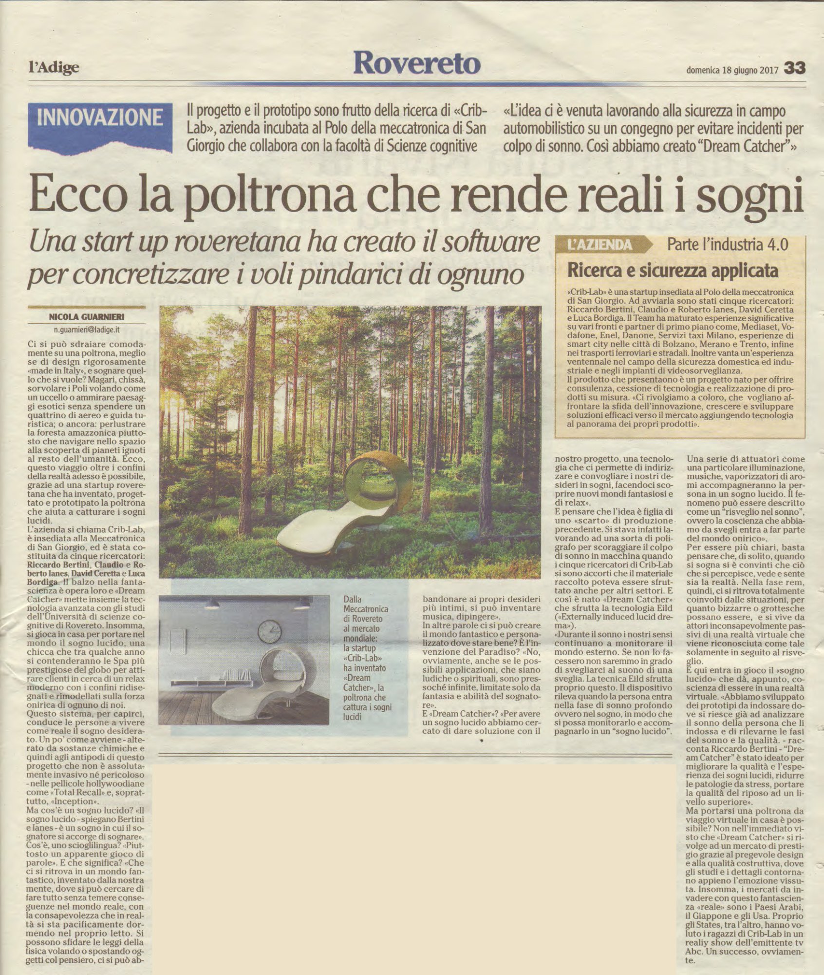 Articolo l'Adige 18 giugno 2017