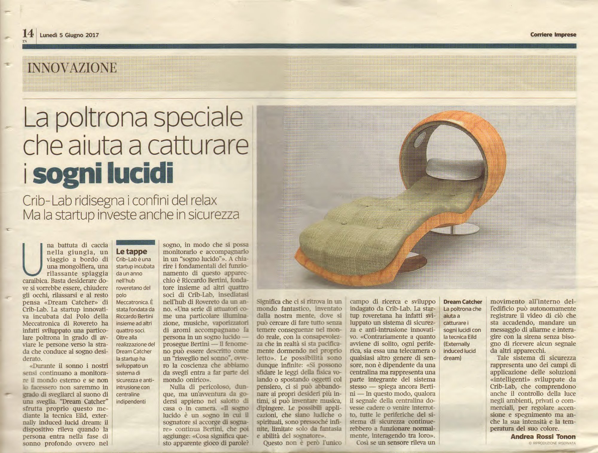 Articolo Corriere Imprese 5 giugno 2017